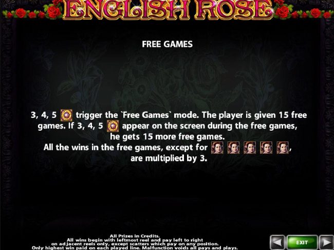Three or more gold flower scatter symbols anywhere on the reels triggers 15 free games with an x3 multiplier