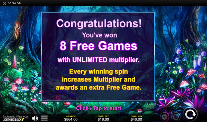 8 Free Spins Awarded