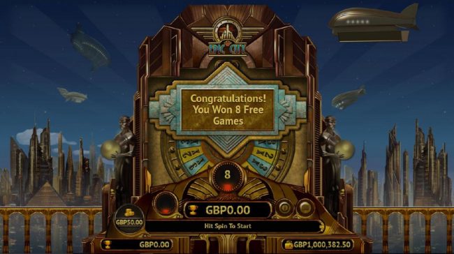 8 free games have been awarded. Know spin the wheel to reveal a multiplier.