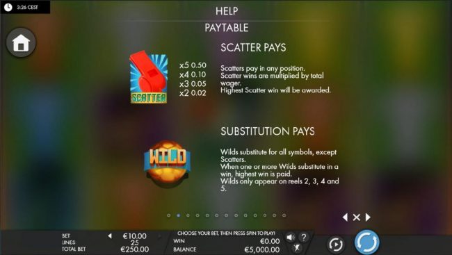 Scatter symbol paytable and wild symbol rules