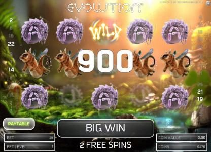 two five of a kinds triggers a 900 coin big win payout