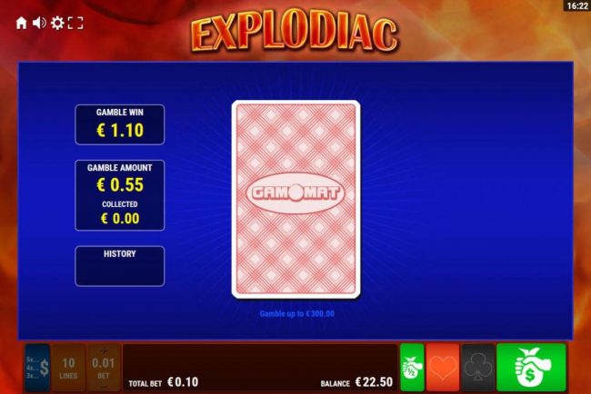 Gamble Feature - To gamble any win press Gamble then select Red or Black