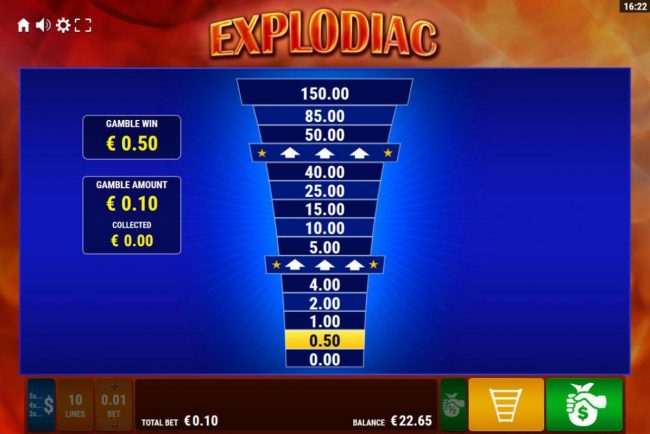 Ladder Gamble Feature Game Board available after every winning spin.