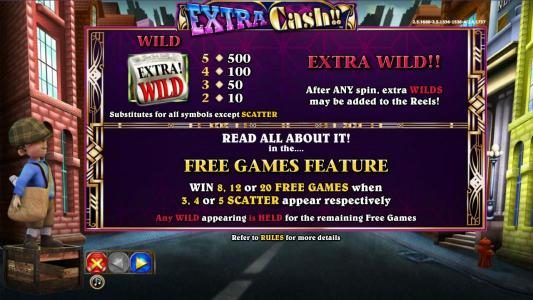Wild and Extra Wild paytable and rules