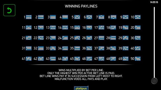 Paylines 1-50