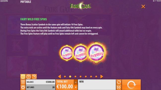 Fairy Wild Free Spins Rules