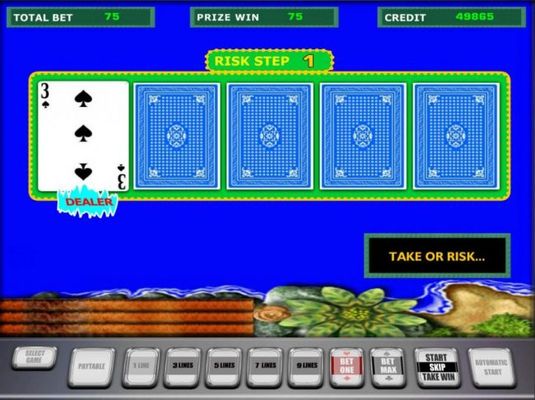 Beat The Dealer - Double or Nothing Gamble Feature Game Board - Select a card that is higher than the dealers for a chance to double your winnings.