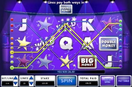 multiple winning paylines triggers an $86 jackpot