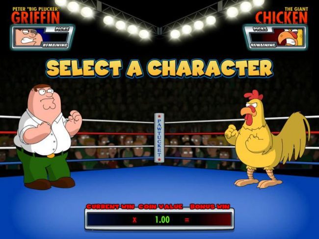 Select a charcter to play during the three fight rounds.