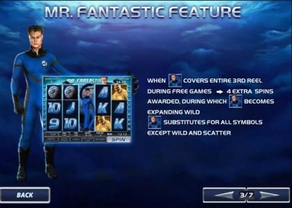 mr. fantastic feature awards 4 extra games when covering reel 3