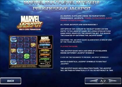 marvel multi-level mystery progressive jackpot