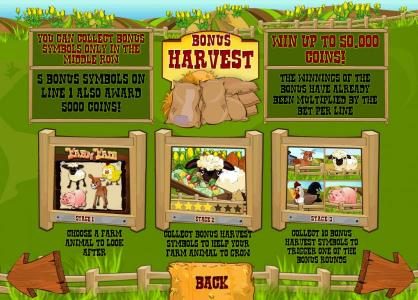 how to play the harvest bonus feature