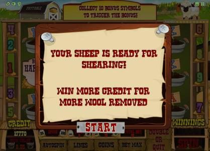 bonus featur triggered - your sheep is ready for shearing