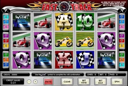 main game featuring five reels, nine paylines and 5x bet per line