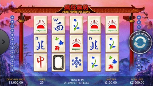 A popular Chinese game themed main game board featuring five reels and 25 paylines with a $500,000 max payout