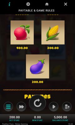 Low Value Symbols Paytable