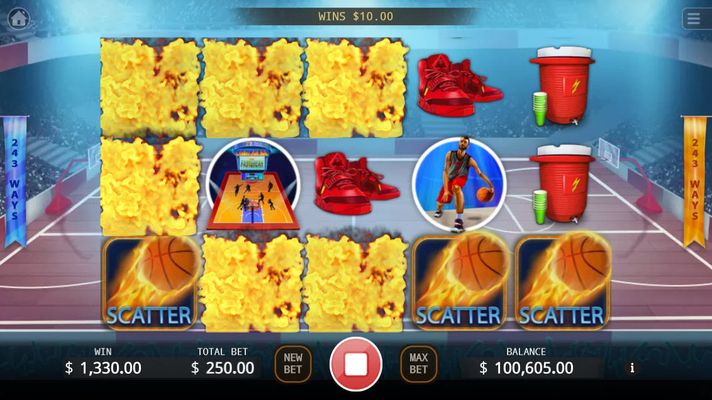 Fastbreak :: Scatter symbols triggers the free spins feature