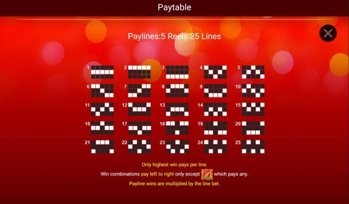 Paylines 1-25