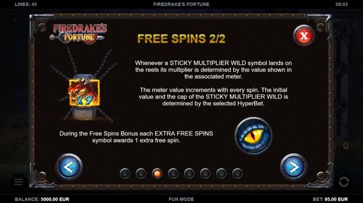 Firedrake's Fortune :: Free Spin Feature Rules