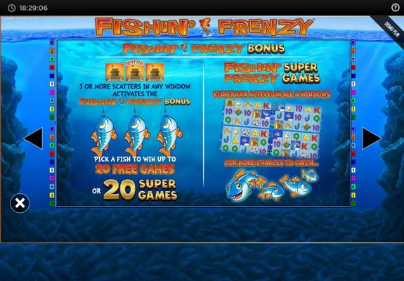 Fishin' Frenzy Power 4 Slots :: Free Spin Feature Rules