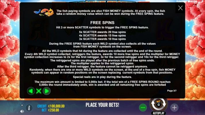 Floating Dragon Hold & Spin :: Free Spin Feature Rules