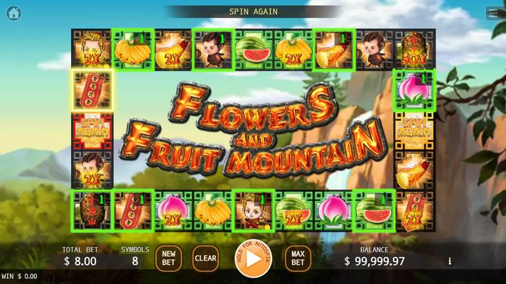 Play slots at Andromedia: Andromedia featuring the Video Slots Flowers and Fruit Mountain with a maximum payout of $2,000