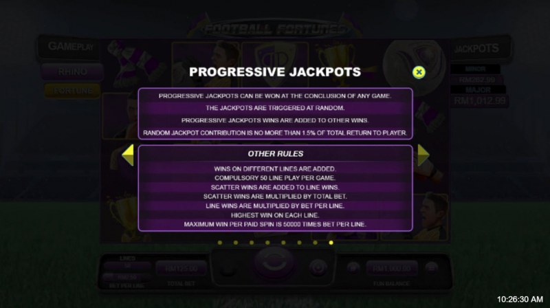 Football Fortunes :: Jackpot Rules