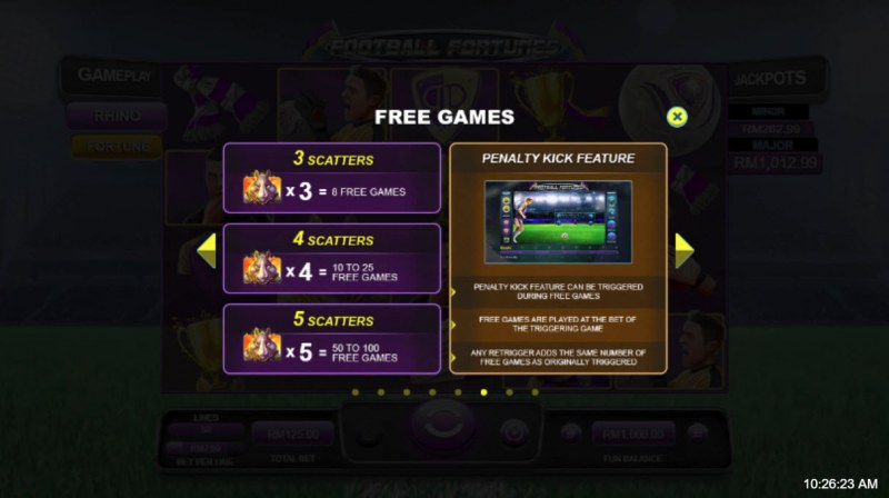 Football Fortunes :: Free Spins Rules