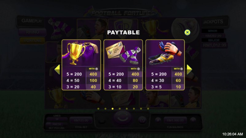 Paytable - Low Value Symbols