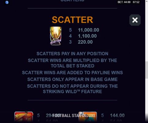Football Star Deluxe :: Scatter Symbol Rules