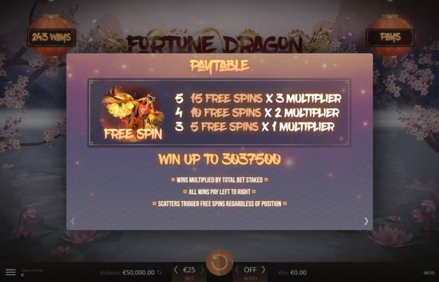 Fortune Dragon :: Free Spins Rules