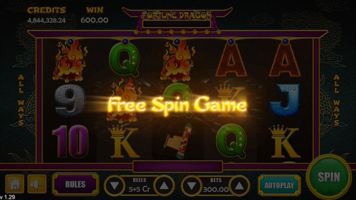 Fortune Dragon :: Scatter symbols triggers the free spins feature