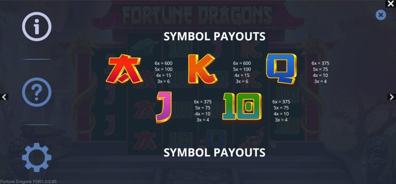 Paytable - Low Value Symbols