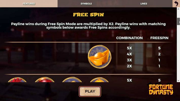 Fortune Dynasty :: Free Spins Rules