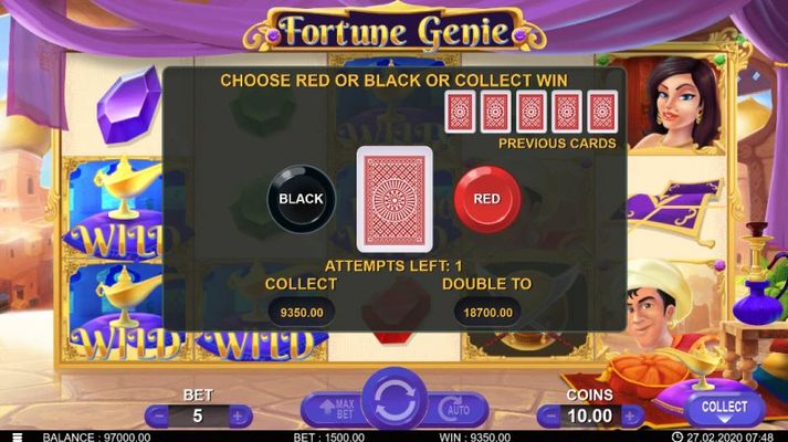 Fortune Genie :: Black or Red Gamble Feature