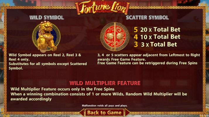 Fortune Lion :: Wild and Scatter Rules
