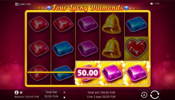Four Lucky Diamonds :: A three of a kind win