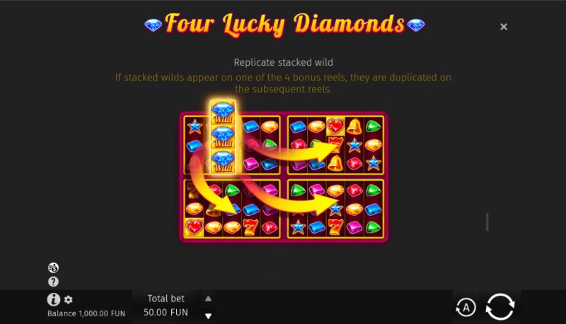 Four Lucky Diamonds :: Replicate Staked Wilds