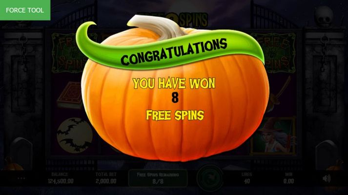 8 Free Spins Awarded