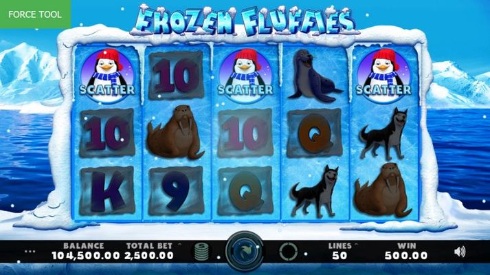 Frozen Fluffies :: Scatter symbols triggers the free spins feature