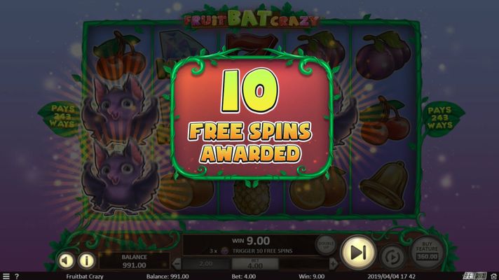 10 Free Spins Awarded