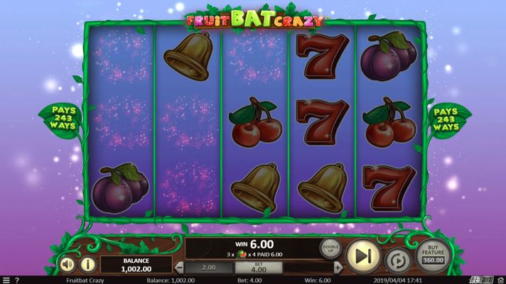 Fruit Bat Crazy :: Winning symbols are removed from the reels and new symbols drop in place