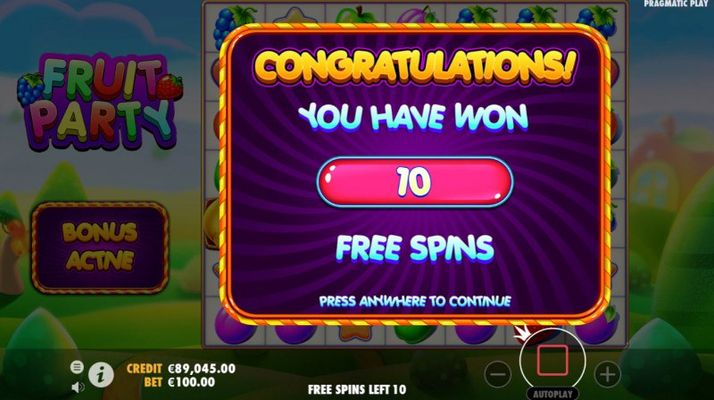 10 Free Spins Awarded