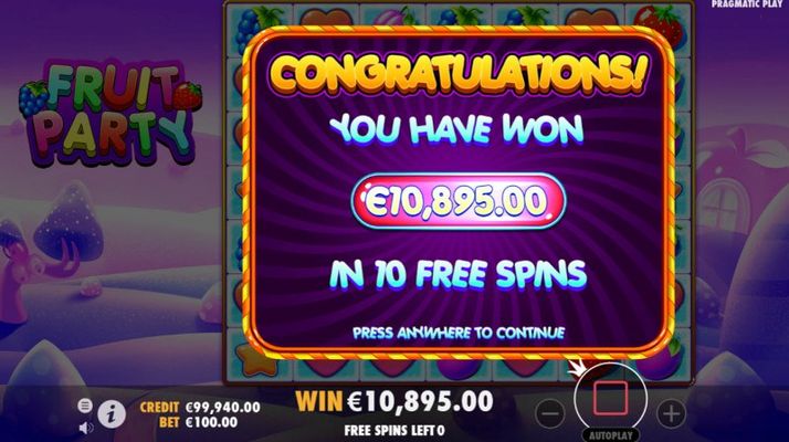 Total free spins payout