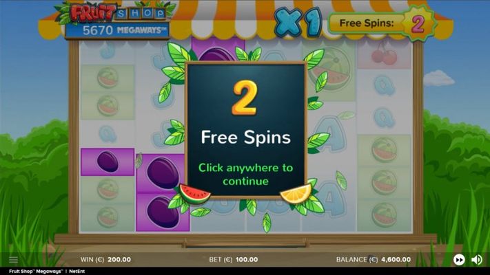 Fruit Shop Megaways :: Two Free Spins Awarded