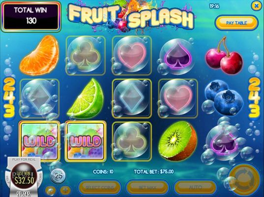 Fruit Splash :: Sticky Wild Respin triggers additional winning combinations