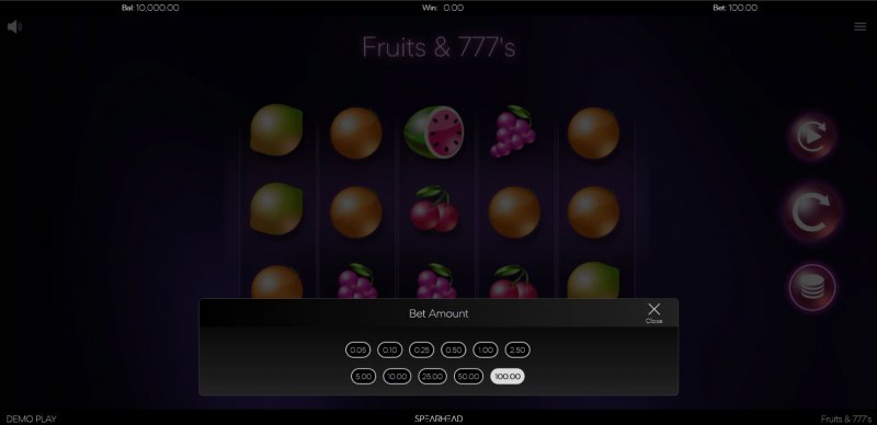 Fruits & 777's :: Available bet amounts