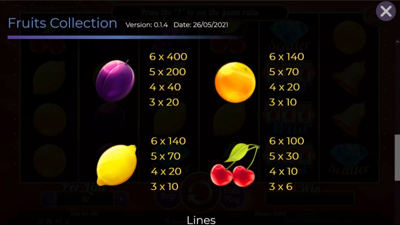 Fruits Collection 10 Lines :: Paytable - Medium Value Symbols