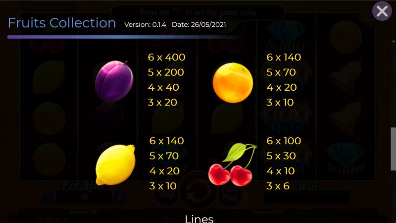 Fruits Collection 20 Lines :: Paytable - Medium Value Symbols