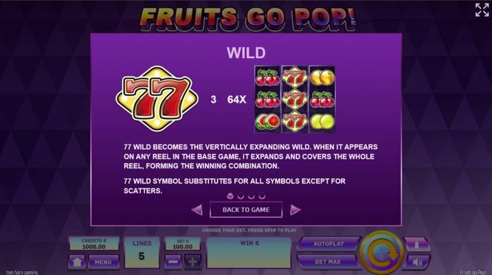 Fruits Go Pop! :: Wild Symbol Rules